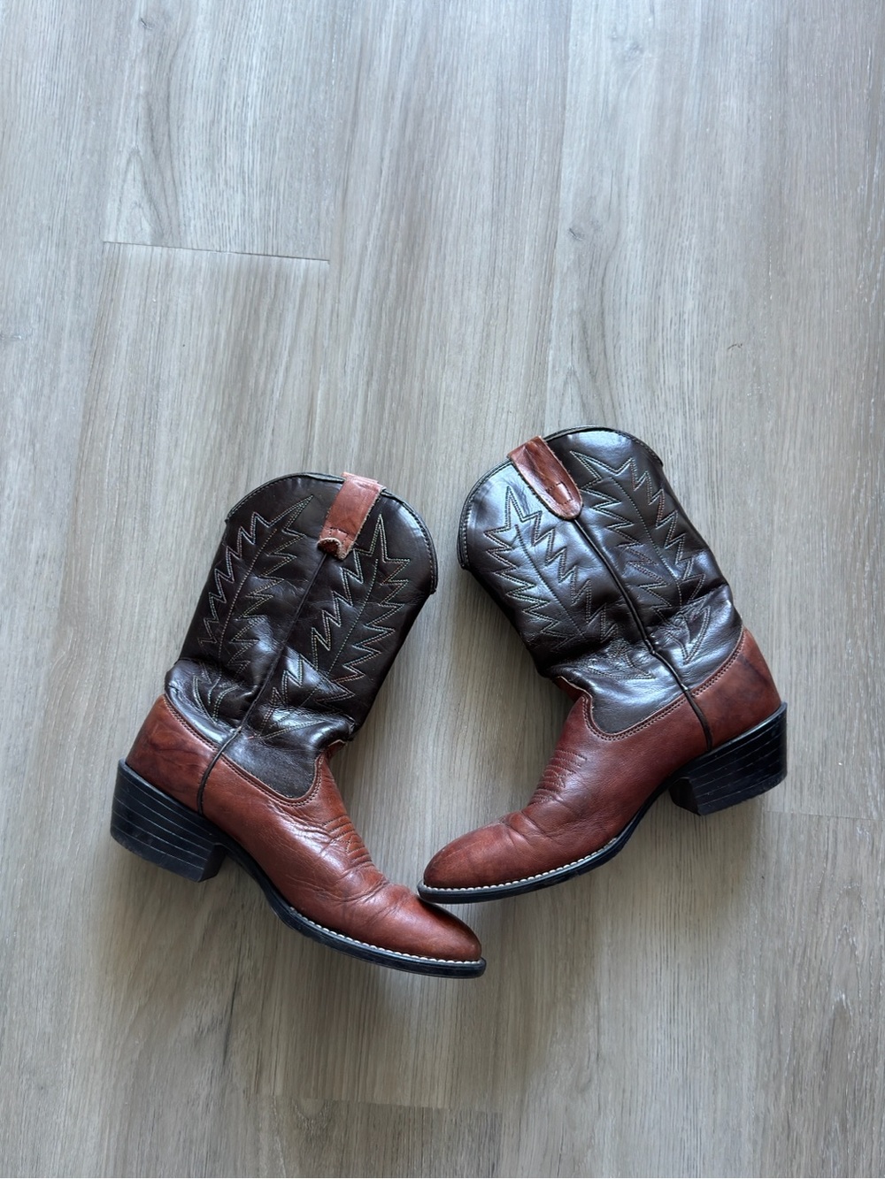 Wrangler Two-Tone Brown & Dark Brown Women’s Western Ankle Boots